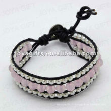 Amitié Rose Quartz 8MM Perles rondes Wrap Bracelets
